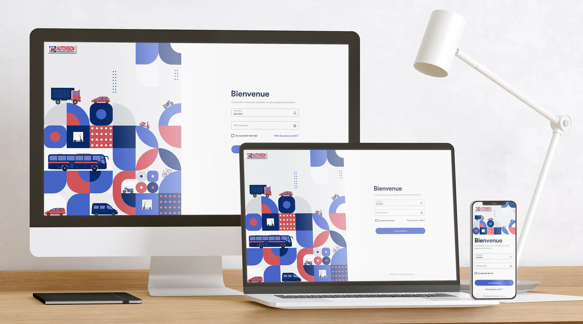 Page de connexion du projet Extravision